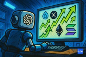 ChatGPT qui prédit sur un ordinateur les altcoins x10 avec Ethereum, XRP, Solana, Sui